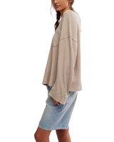 Dawson Pocket Thermal Long Sleeve T-Shirt in Smooth Stone