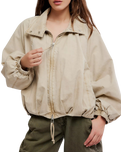 The Free People Womens Chelsea Funnel-Neck Jacket in Oatmeal