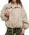The Free People Womens Chelsea Funnel-Neck Jacket in Oatmeal