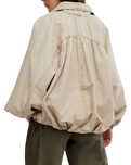 The Free People Womens Chelsea Funnel-Neck Jacket in Oatmeal