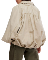 The Free People Womens Chelsea Funnel-Neck Jacket in Oatmeal