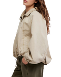 The Free People Womens Chelsea Funnel-Neck Jacket in Oatmeal