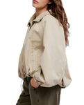 The Free People Womens Chelsea Funnel-Neck Jacket in Oatmeal