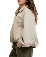 The Free People Womens Chelsea Funnel-Neck Jacket in Oatmeal