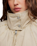 The Free People Womens Chelsea Funnel-Neck Jacket in Oatmeal
