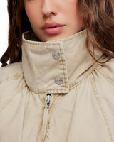 The Free People Womens Chelsea Funnel-Neck Jacket in Oatmeal
