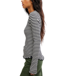 The Free People Womens Easy Does It Striped Long Sleeve T-Shirt in Black & White