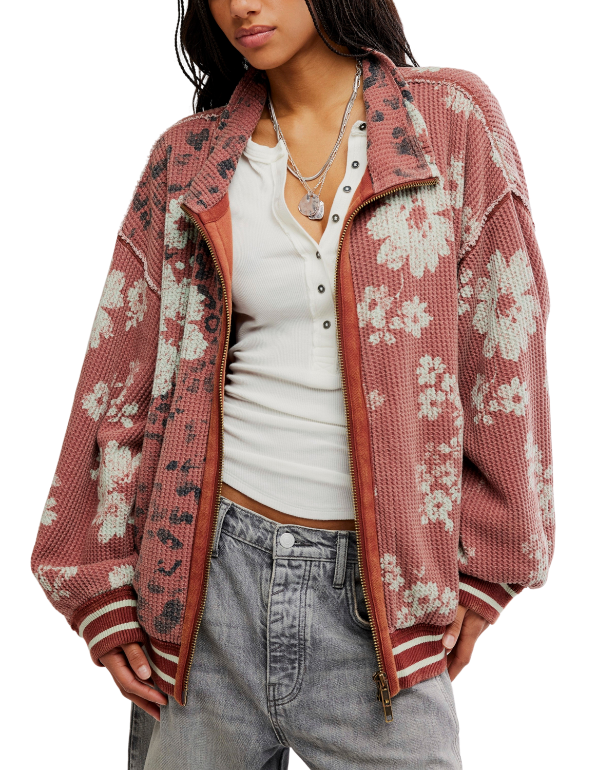 Print Mix Cardi in Whisper Pink Combo