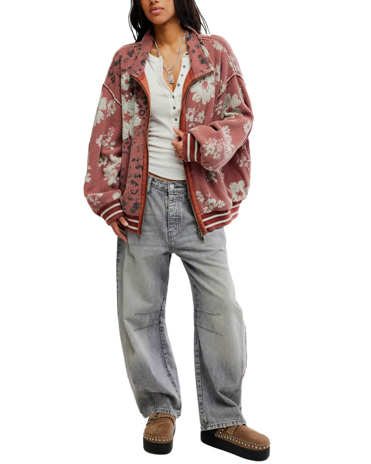 Print Mix Cardi in Whisper Pink Combo