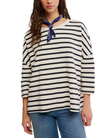 The Free People Womens 2 Sense Long Sleeve T-Shirt in Ivory Combo