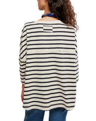 The Free People Womens 2 Sense Long Sleeve T-Shirt in Ivory Combo