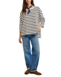 The Free People Womens 2 Sense Long Sleeve T-Shirt in Ivory Combo