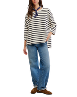 The Free People Womens 2 Sense Long Sleeve T-Shirt in Ivory Combo