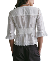 The Free People Womens Salone Eyelet Top in Clean Ivory