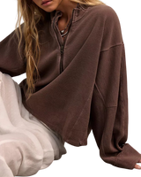 Celeste Quarter Zip Sweatshirt in Mochachinno