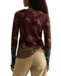 Easy Does It Printed Long Sleeve T-Shirt in Wine Combo