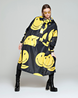 The Rain Kiss All Smiles x Smiley Rain Poncho in Black | Available at Anns Cottage
