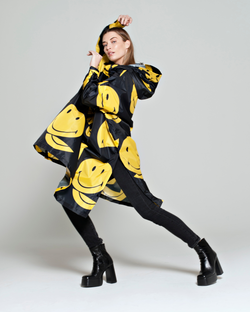 The Rain Kiss All Smiles x Smiley Rain Poncho in Black | Available at Anns Cottage