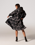 The Rain Kiss Womens Rain Poncho in Black Polka