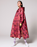 The Rain Kiss Womens Ikat Rain Poncho in Dark Pink