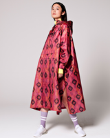 The Rain Kiss Womens Ikat Rain Poncho in Dark Pink