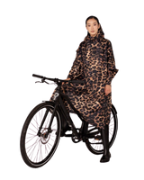 The Rain Kiss Womens Dark Leopard Rain Poncho in Brown