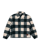 The Parlez Mens Province Check Sherpa Fleece Jacket in Deep Green