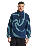 The Parlez Mens Chevy 1/4 Zip Fleece Jacket in Lagoon