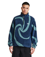 The Parlez Mens Chevy 1/4 Zip Fleece Jacket in Lagoon