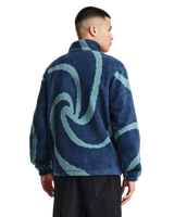 The Parlez Mens Chevy 1/4 Zip Fleece Jacket in Lagoon