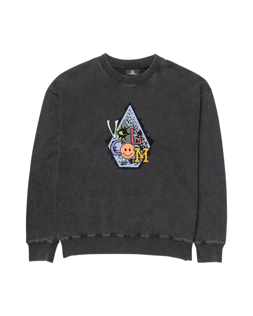 Boys Psychosis Sweatshirt in Washed Black