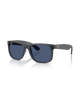 The Ray-Ban Justin Classic Sunglasses in Matte Opal Grey & Dark Blue
