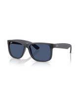 The Ray-Ban Justin Classic Sunglasses in Matte Opal Grey & Dark Blue
