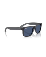 The Ray-Ban Justin Classic Sunglasses in Matte Opal Grey & Dark Blue