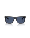 The Ray-Ban Justin Classic Sunglasses in Matte Opal Grey & Dark Blue