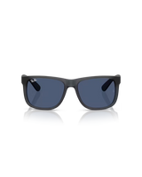 The Ray-Ban Justin Classic Sunglasses in Matte Opal Grey & Dark Blue