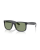 The Ray-Ban Justin Classic Sunglasses in Matte Opal Grey & Green