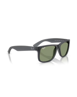 The Ray-Ban Justin Classic Sunglasses in Matte Opal Grey & Green