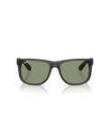 The Ray-Ban Justin Classic Sunglasses in Matte Opal Grey & Green