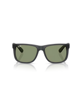 The Ray-Ban Justin Classic Sunglasses in Matte Opal Grey & Green