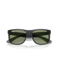 The Ray-Ban Justin Classic Sunglasses in Matte Opal Grey & Green