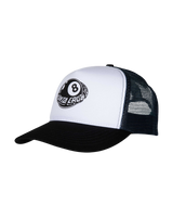 The Santa Cruz Mens Winkowski 8th Planet Meshback Trucker Cap in Black, White & Blue