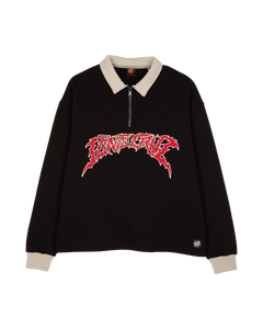 The Santa Cruz Mens Out Of Time Strip 1/4 Zip Sweatshirt in Black