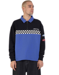 The Santa Cruz Mens Podium 1/4 Zip Sweatshirt in Black & Sapphire