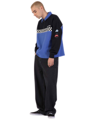 The Santa Cruz Mens Podium 1/4 Zip Sweatshirt in Black & Sapphire