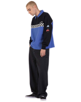 The Santa Cruz Mens Podium 1/4 Zip Sweatshirt in Black & Sapphire