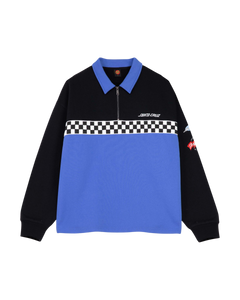 The Santa Cruz Mens Podium 1/4 Zip Sweatshirt in Black & Sapphire
