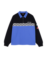 The Santa Cruz Mens Podium 1/4 Zip Sweatshirt in Black & Sapphire
