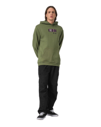 The Santa Cruz Mens Roskopp Dissect Strip Hoodie in Dark Moss