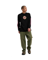 The Santa Cruz Mens Wagon Dot Front Long Sleeve T-Shirt in Black